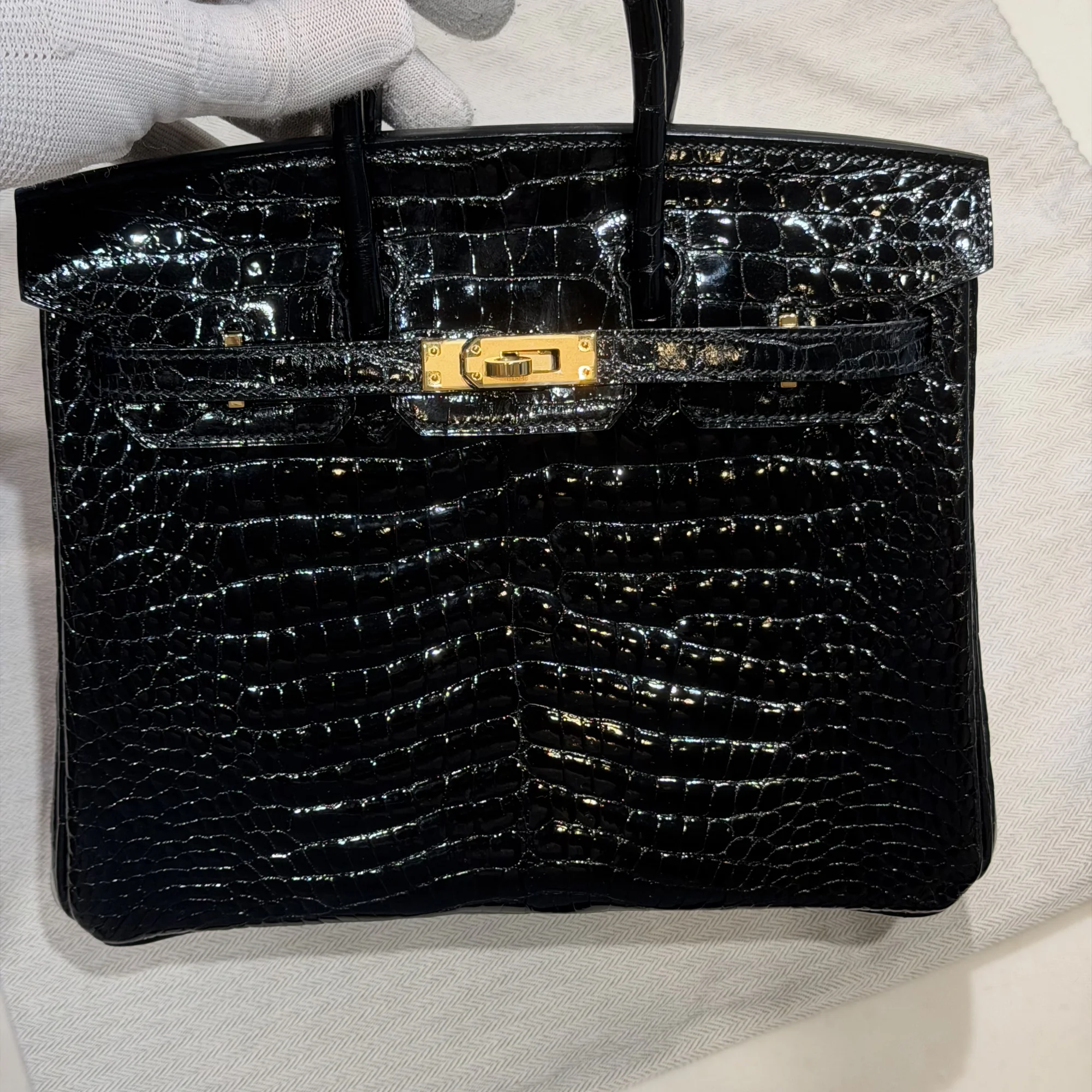 Hermes Birkin 25 Porosus Crocodile Leather GHW миниатюра 7