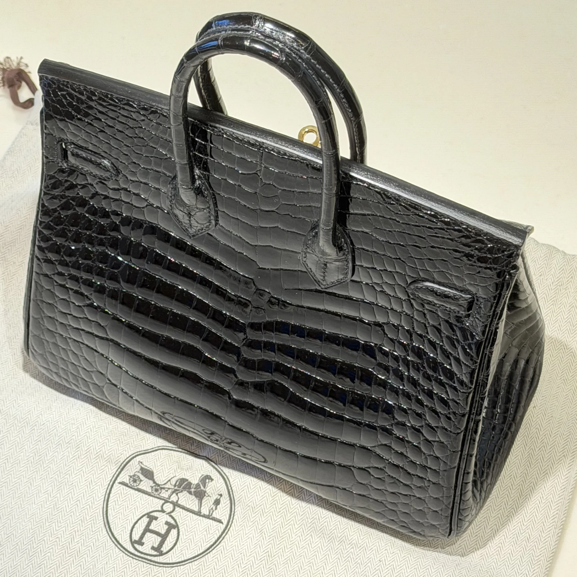 Hermes Birkin 25 Porosus Crocodile Leather GHW миниатюра 2