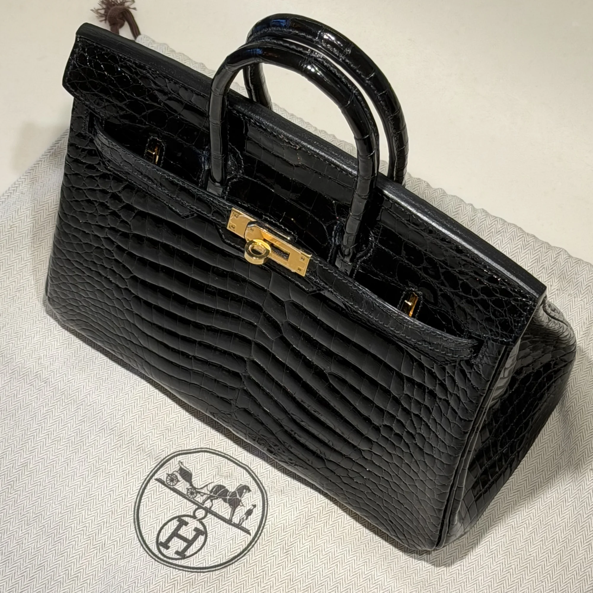 Hermes Birkin 25 Porosus Crocodile Leather GHW