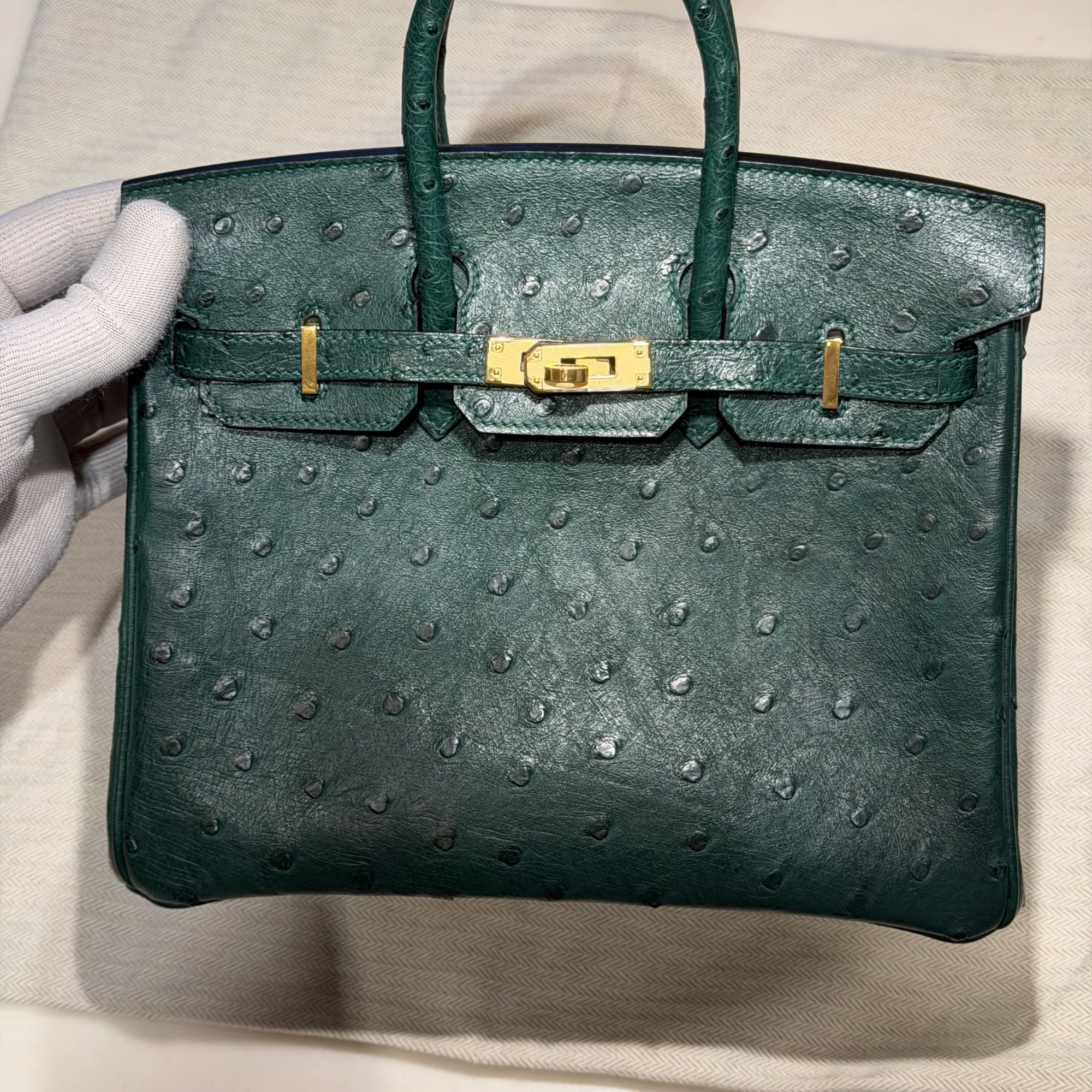 Hermes Birkin 25 Ostrich Leather GHW миниатюра 9