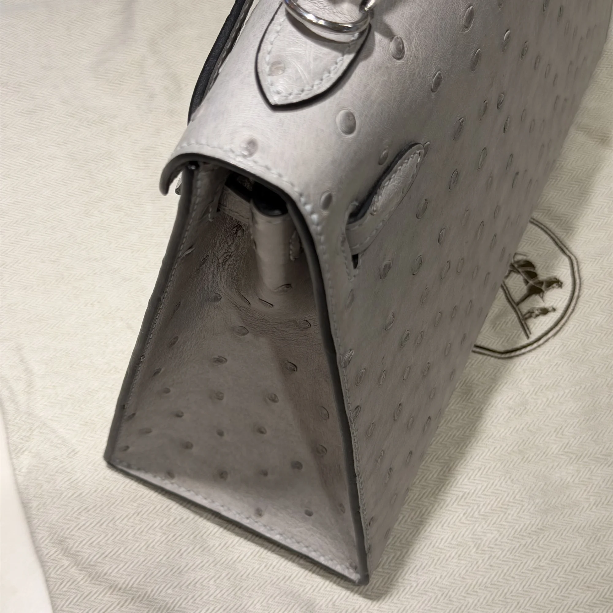 Hermes Kelly 25 Ostrich Leather PHW миниатюра 3