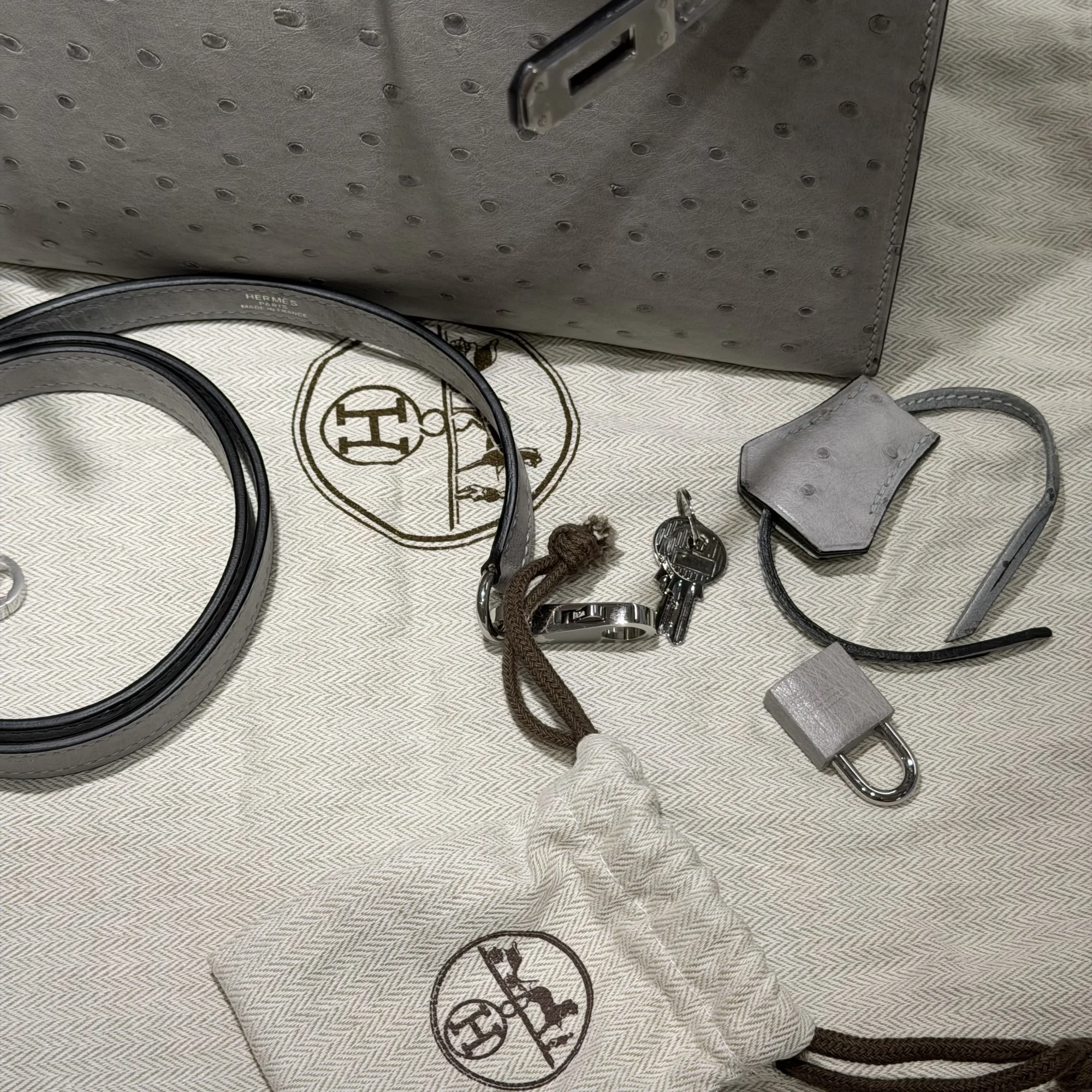 Hermes Kelly 25 Ostrich Leather PHW миниатюра 5