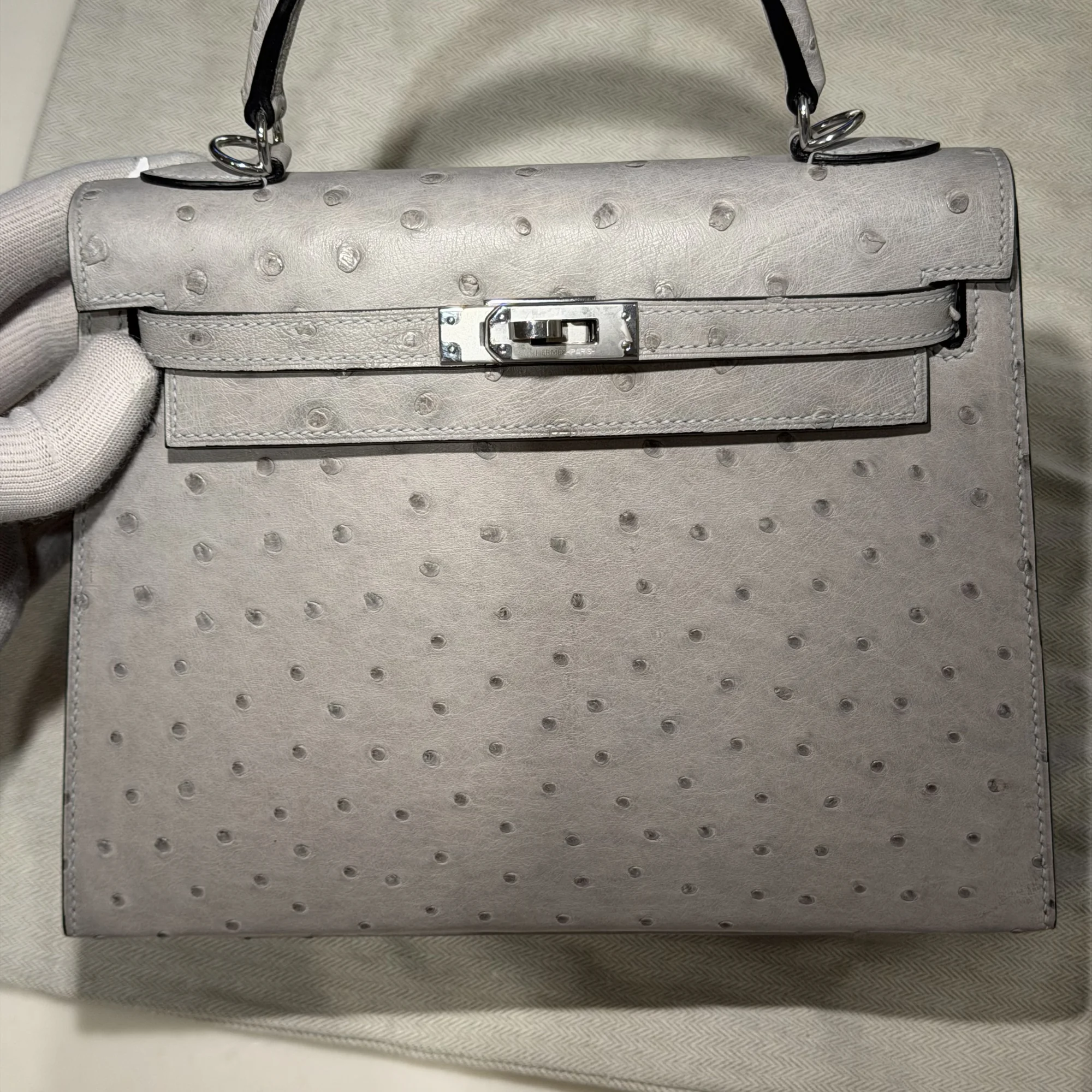 Hermes Kelly 25 Ostrich Leather PHW миниатюра 9