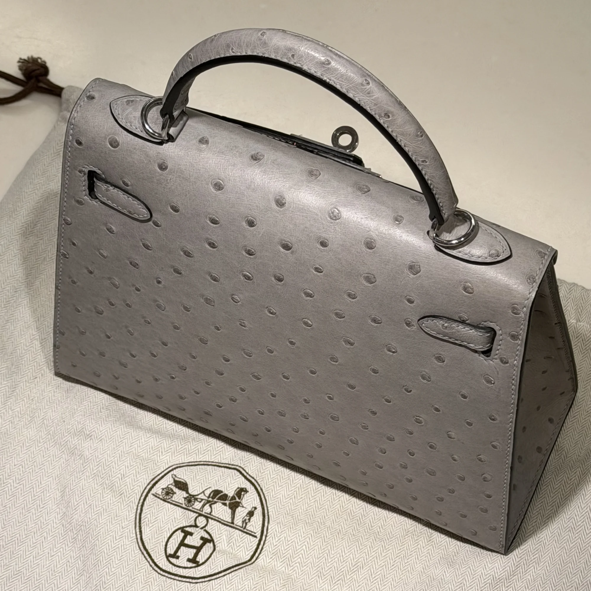 Hermes Kelly 25 Ostrich Leather PHW миниатюра 10