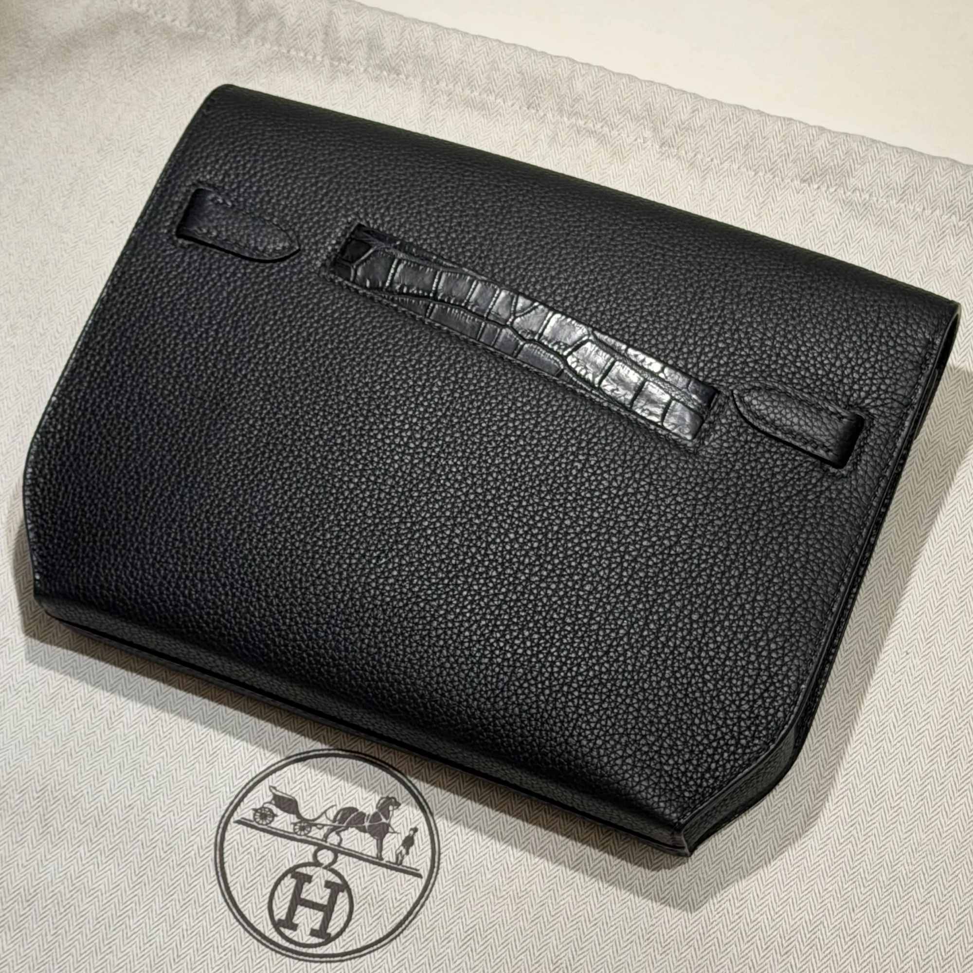 Hermes Kelly 25 Depeches Togo Alligator Crocodile Leather PHW миниатюра 2