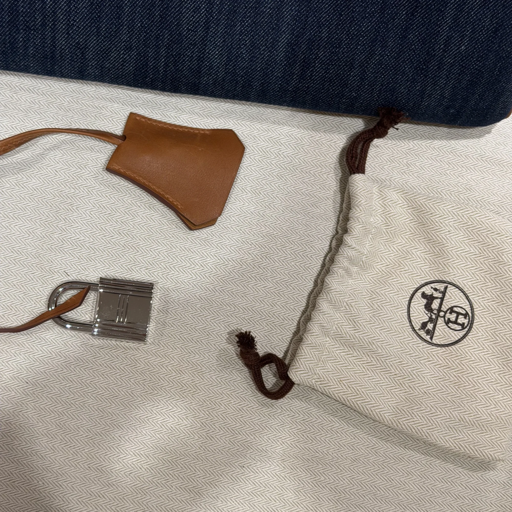 Hermes Shoulder Birkin 42 Denim Barenia Leather PHW миниатюра 5