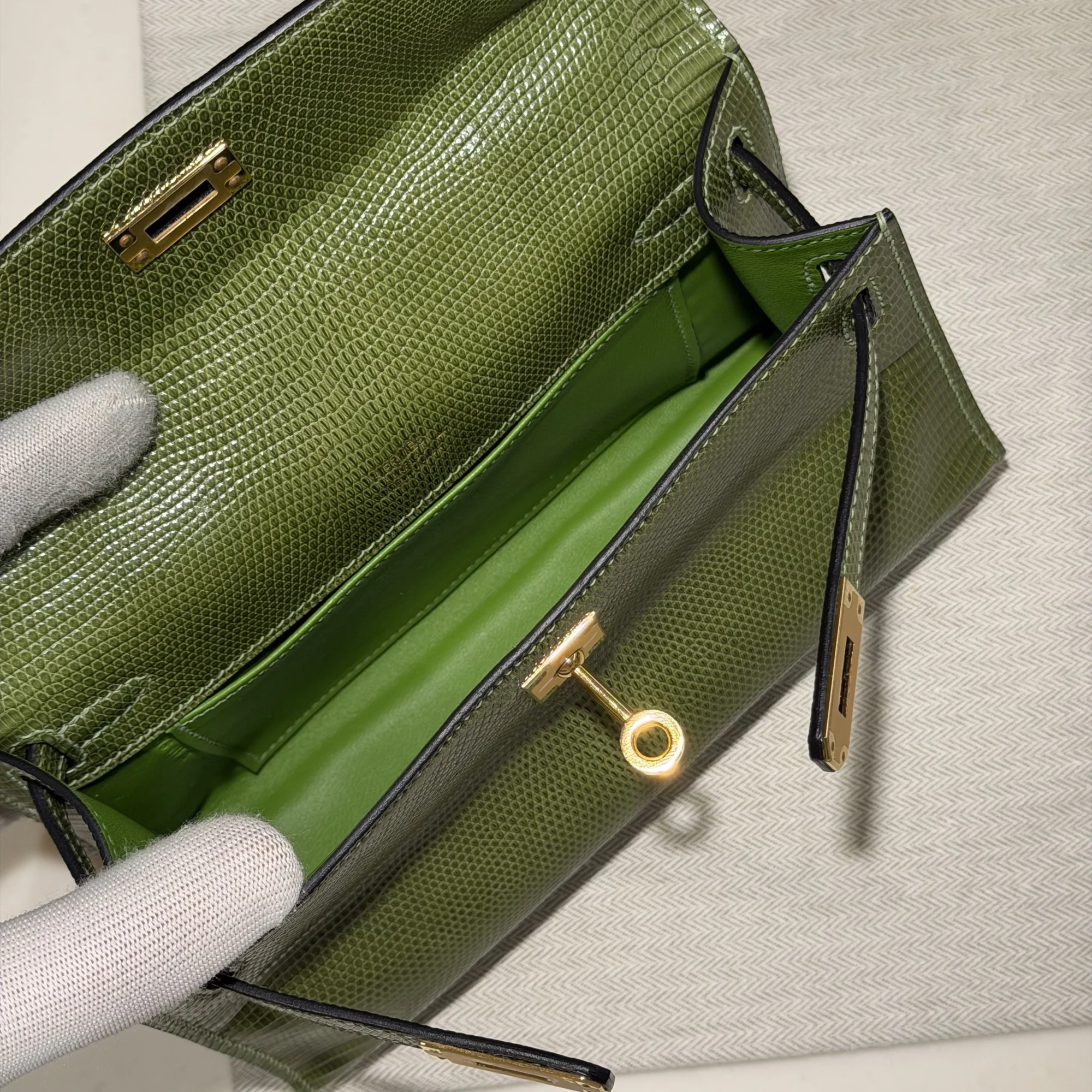 Hermes Kelly Pochette 22 Lizard Leather GHW миниатюра 4