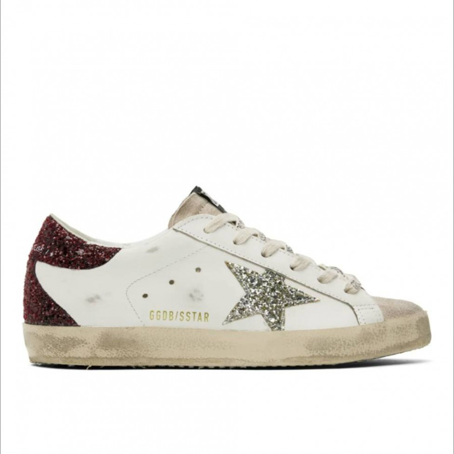 Golden Goose Super Star / Silver glitter star borde heel tab / Пламя