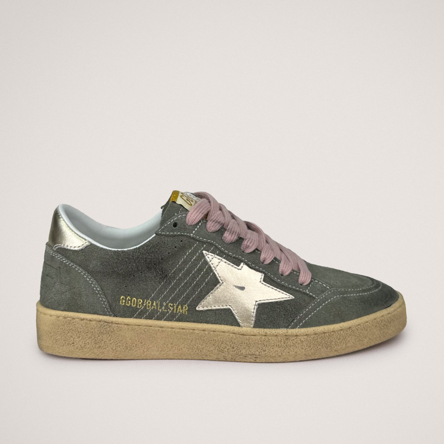 Golden Goose Ball Star / Замша хаки / золотая звезда