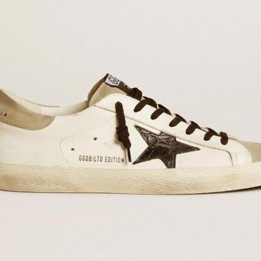 Golden Goose Super Star / Black croc-print star Men / Крок звезда муж