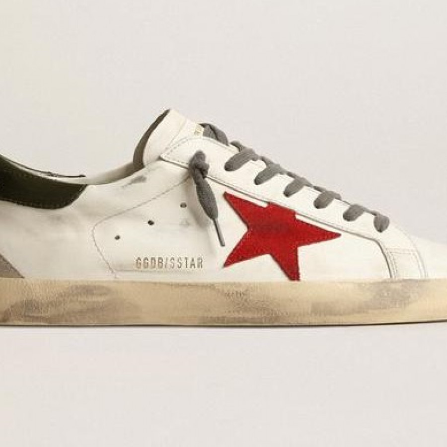 Golden Goose Super Star/Red-green Men / Крас-хаки пят муж