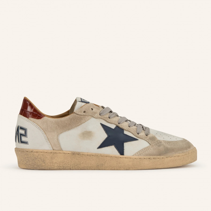 Golden Goose Ball Star / Бежевые / темно-синяя звезда муж