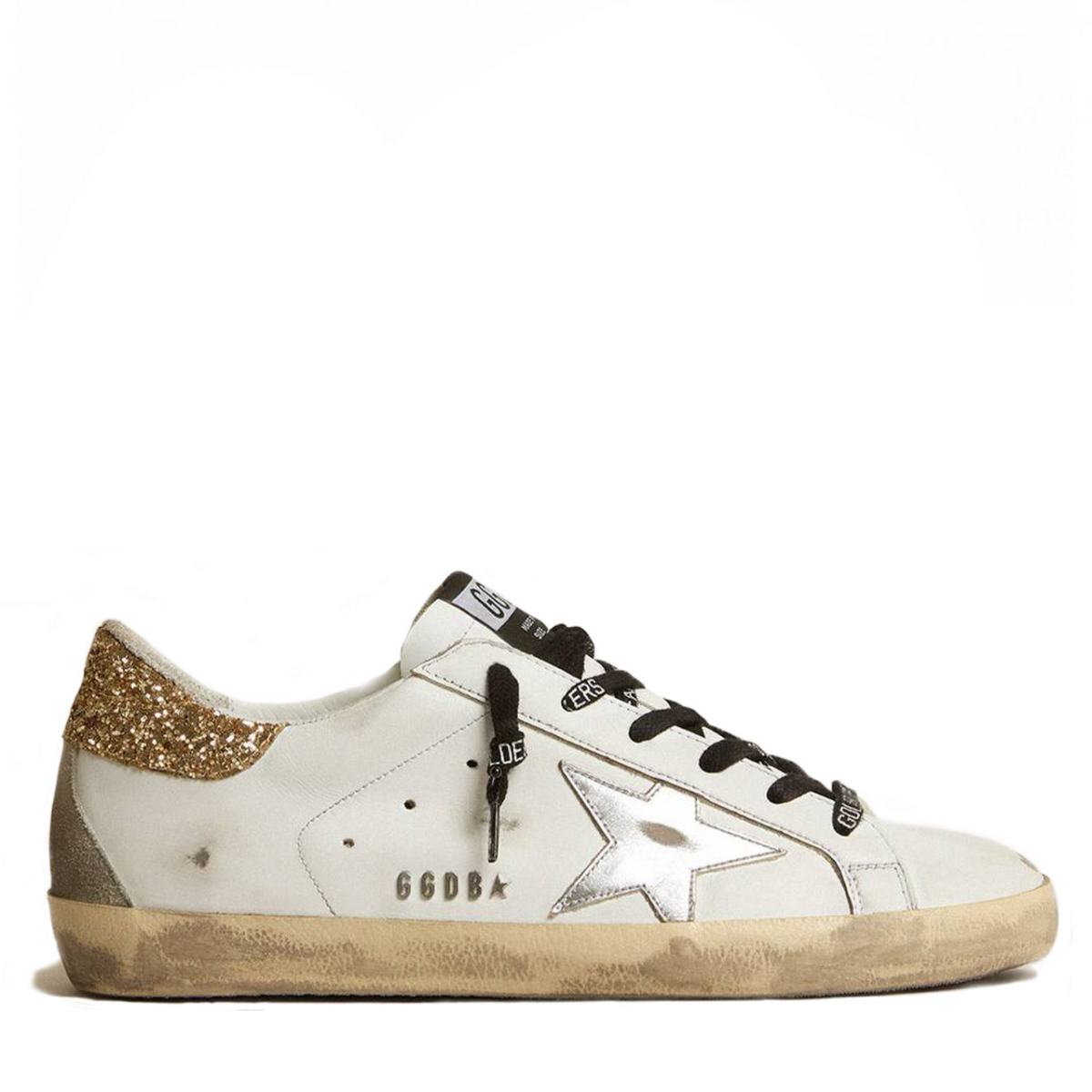 Golden Goose Super-Star / Super Star Donna Bianche in Pelle Con Talloncino Glitter