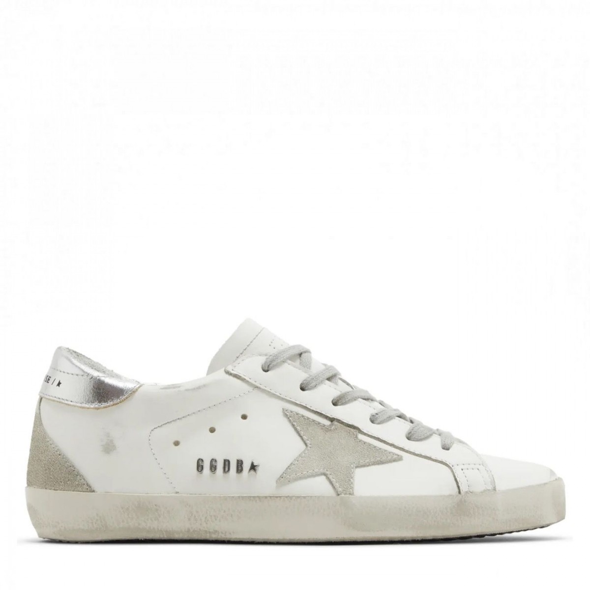 Golden Goose Super-Star / Super-Star With Silver Heel Tab and Metal Stud Lettering