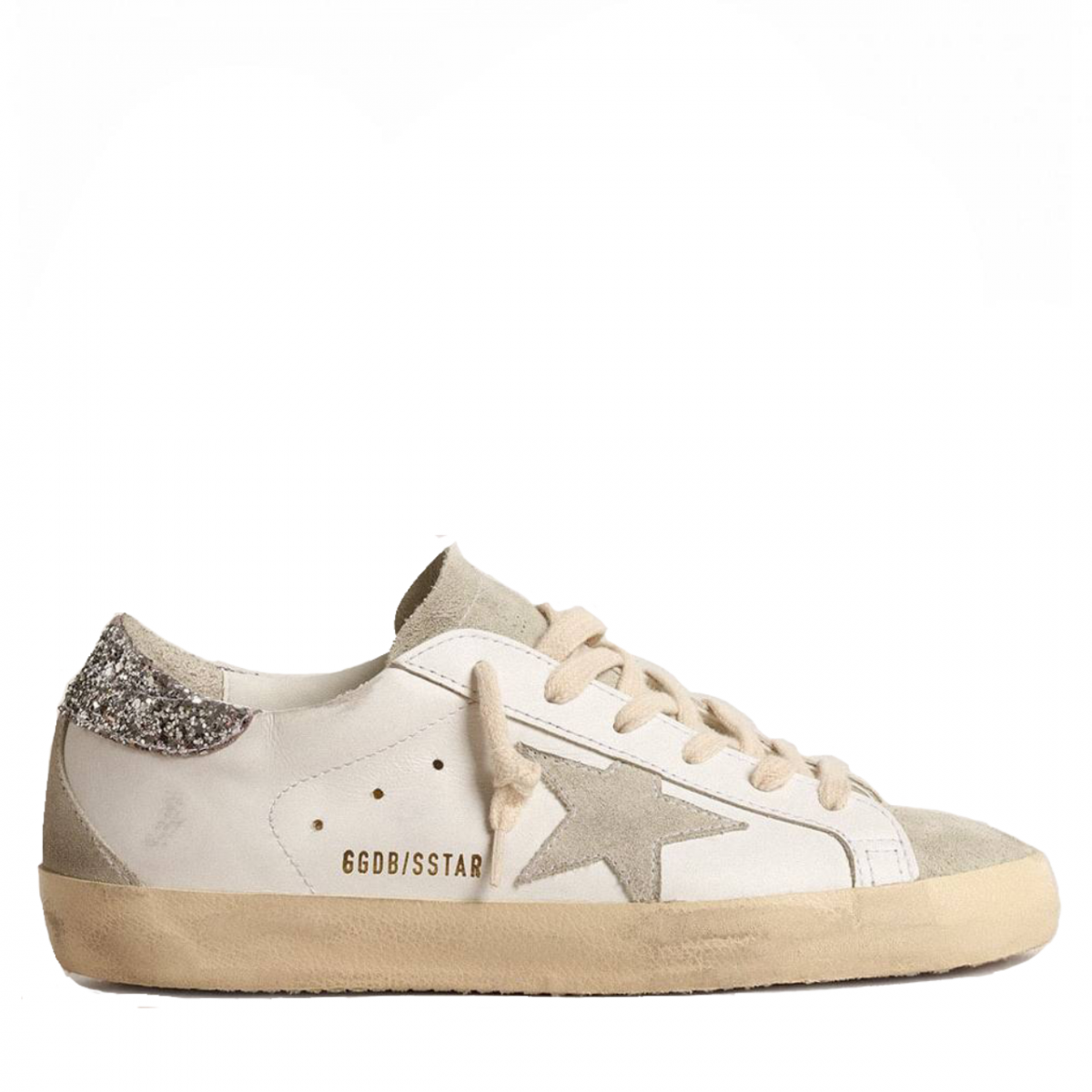 Golden Goose Super-Star / Super-Star With Gray And Silver Glitter Heel Tab