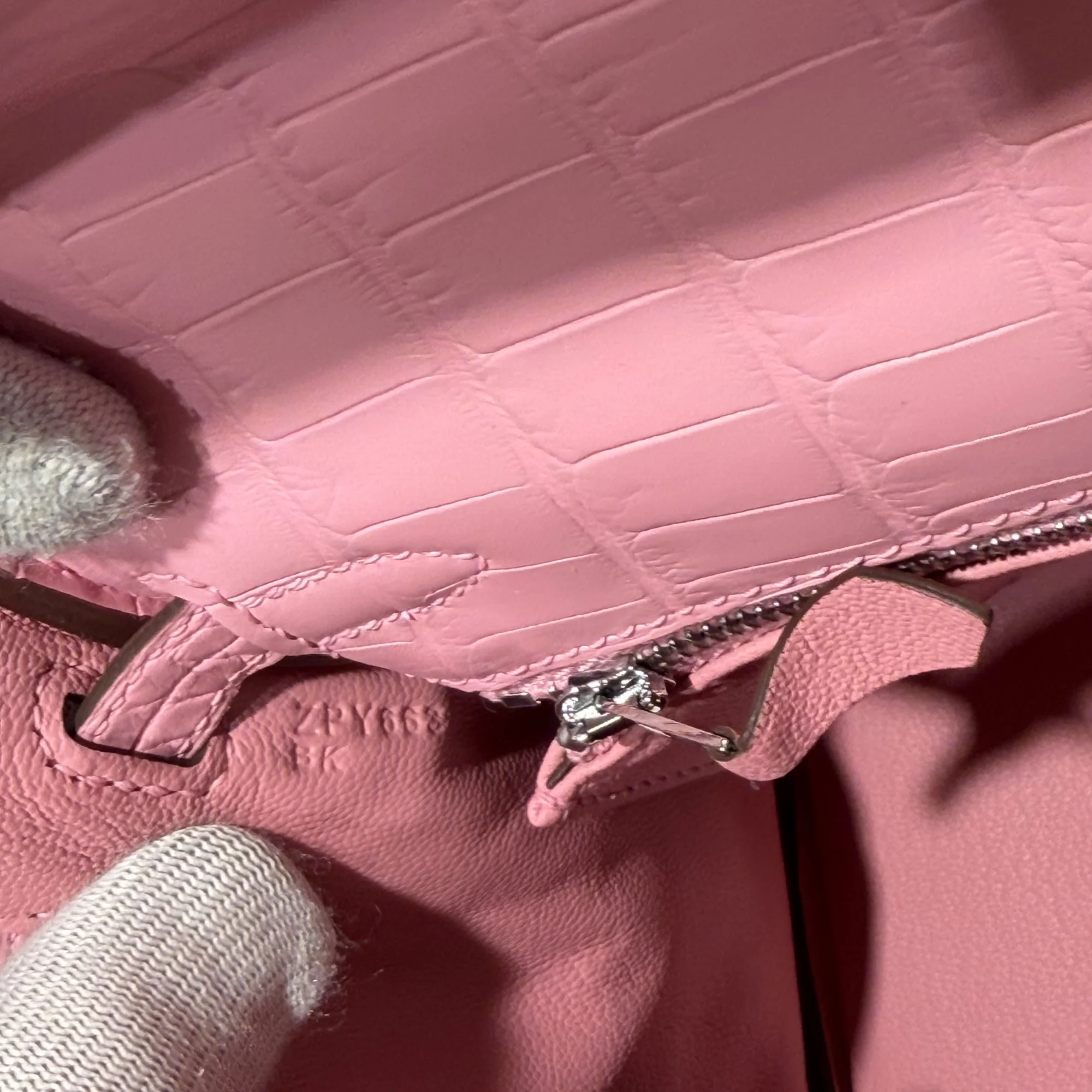 Hermes Kelly 25 Rose Alligator Leather PHW миниатюра 4