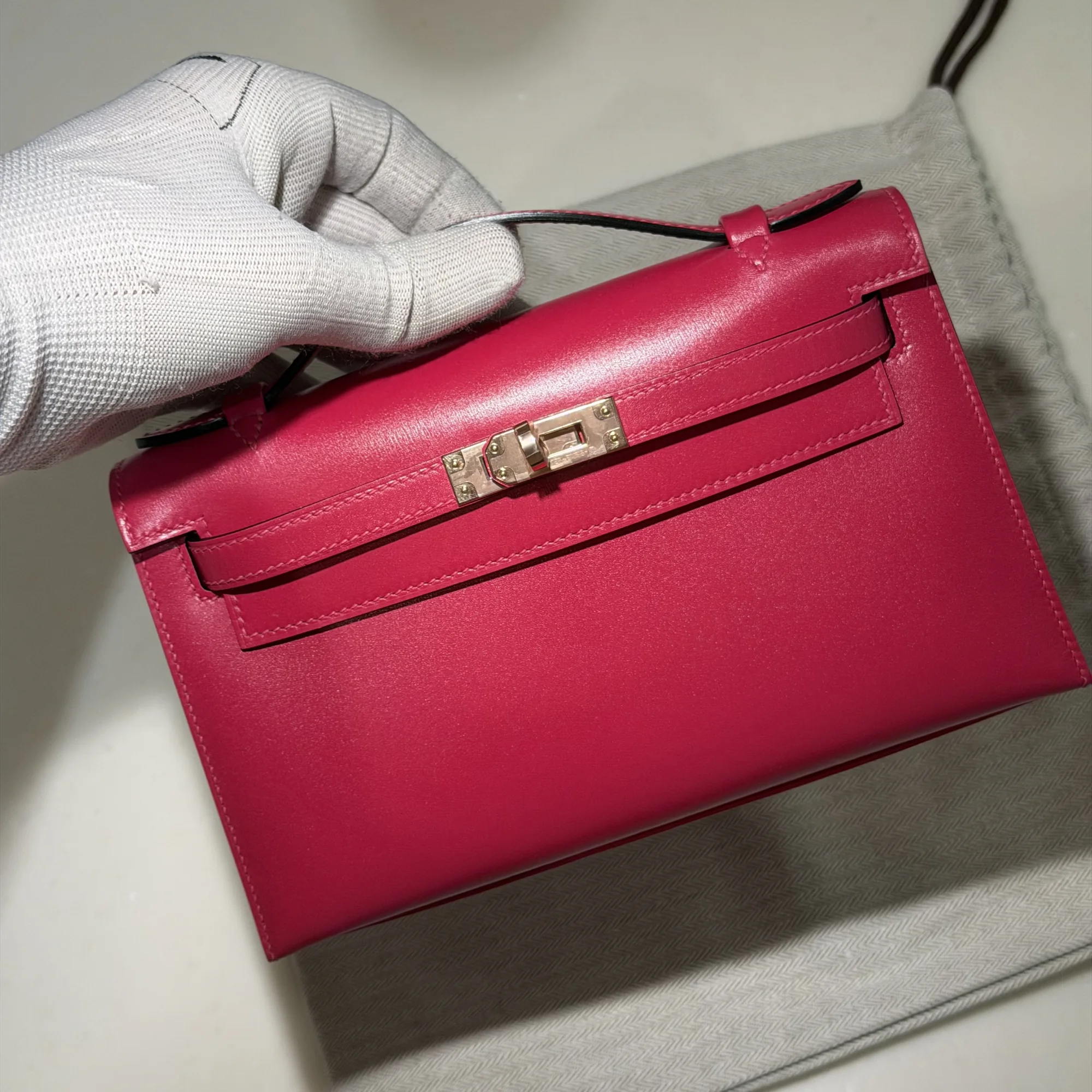 Hermes Kelly Pochette 22 Chèvre Leather GHW миниатюра 9
