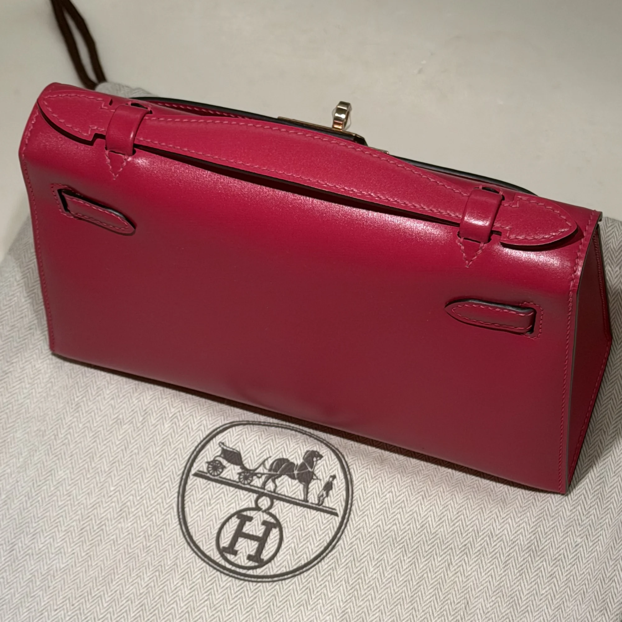 Hermes Kelly Pochette 22 Chèvre Leather GHW миниатюра 10