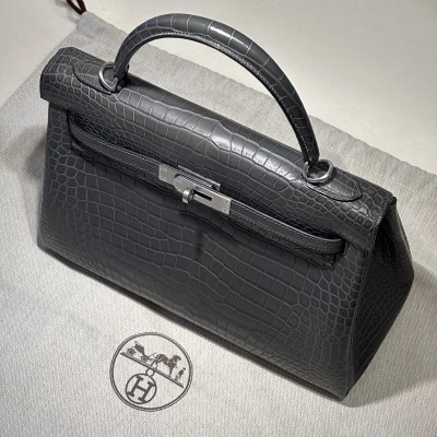 Hermes Kelly 32 Porosus Crocodile Leather PHW