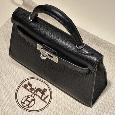 Hermes Mini Kelly 19 cm Epsom Leather Black Silver
