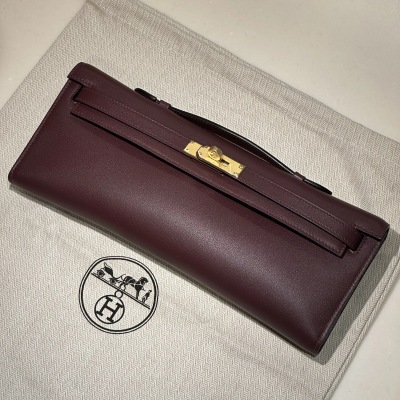 Hermes Kelly Cut Swift Leather Chocolate