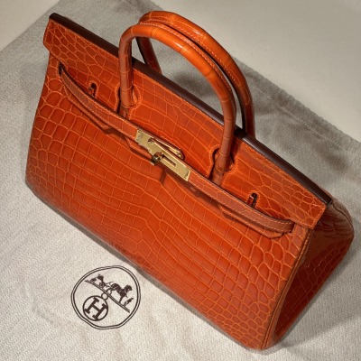 Hermes Birkin Orange Croco 30 Niloticus Crocodile GHW