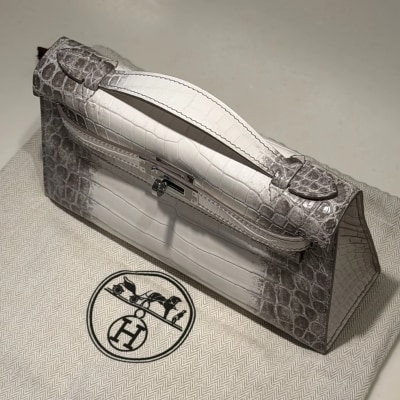 Hermes Kelly Pochette 22 Himalaya Crocodile Leather PHW