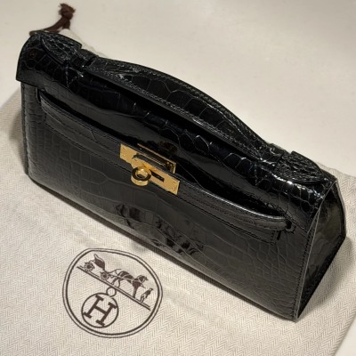Hermes Kelly Pochette 22 Alligator Crocodile Leather GHW