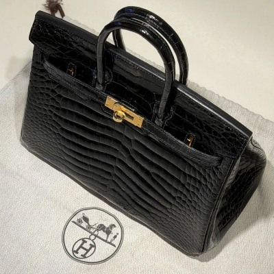 Hermes Birkin 25 Porosus Crocodile Leather GHW