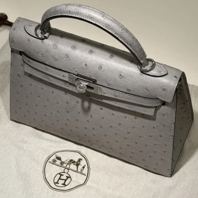 Hermes Kelly 25 Ostrich Leather PHW