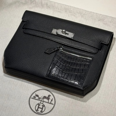 Hermes Kelly 25 Depeches Togo Alligator Crocodile Leather PHW