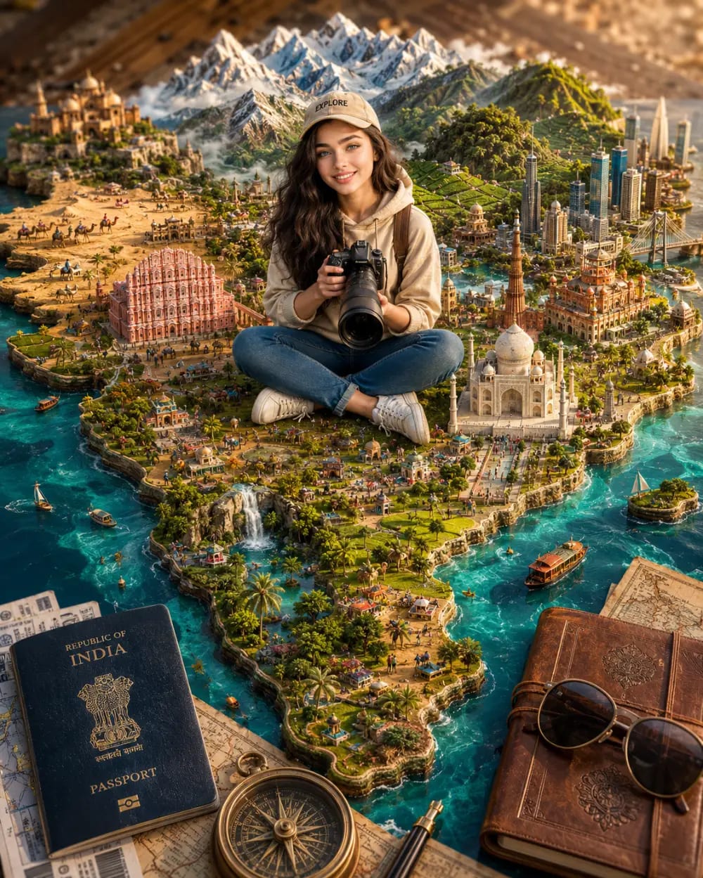 Miniature India: A Photorealistic Diorama of Iconic Landmarks