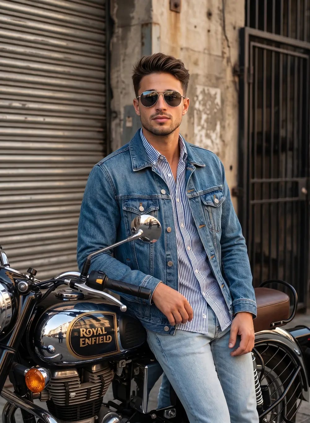Vintage Royal Enfield Editorial: Urban Industrial Style Meets Timeless Confidence