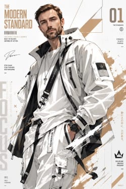  Character Reimagined: Luxury Streetwear Poster in Signature Color Editorial Style