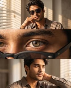 Cinematic Triptych Portrait: Golden Hour Elegance in Three Intimate Panels