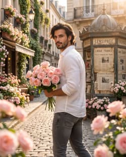 Golden Hour Romance: A European Boulevard Portrait in Timeless Editorial Style