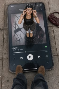 Surreal Forced Perspective: Miniature Style Atop a Giant Smartphone