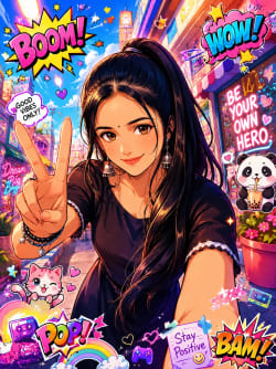 Vibrant Anime Poster: Energetic Pop-Culture Character Illustration