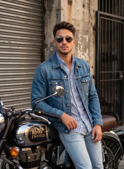 Vintage Royal Enfield Editorial: Urban Industrial Style Meets Timeless Confidence