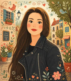 Whimsical Folk-Art Illustration: Storybook Charm in Vibrant Pastels