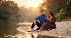 Riverside Romance: Golden Hour Elegance in Traditional Style