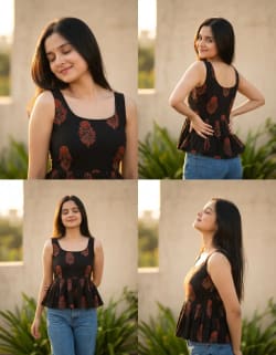 Golden Hour Elegance: Four-Panel Editorial in Ethnic Prints