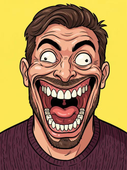 Wild Cartoon Caricature: Exaggerated 90s Animation Style Portrait
