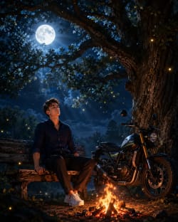  Moonlit Solitude: A Makoto Shinkai-Inspired Nocturnal Reverie