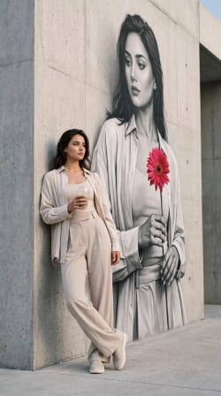 Vogue Editorial: Urban Elegance with a Monochrome Mural Twist