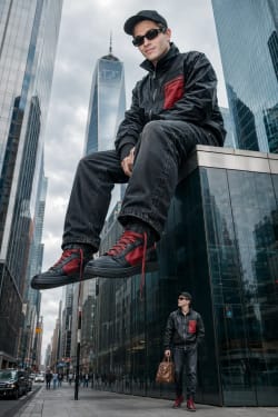 Giant Above the City: A Surreal Scale Illusion in NYC's Financial District
