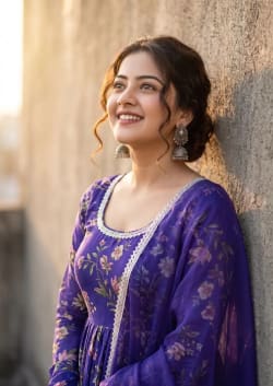 Golden Hour Grace – Elegance in Royal Purple