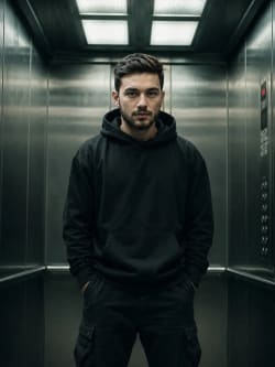 Silent Tension – A Moment Inside the Steel Elevator