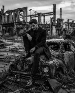 Elegance Amid Ruin – A Monochrome Tale of Solitude
