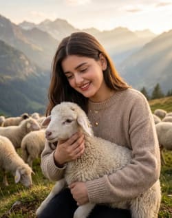 Golden Peaks and Gentle Souls – A Alpine Moment of Warmth
